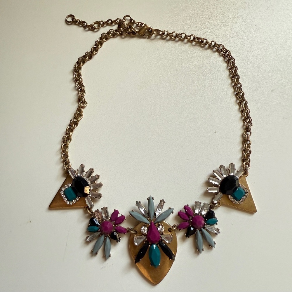J.Crew Gold and Multicolor Jewel Statement Necklace - Picture 2 of 3